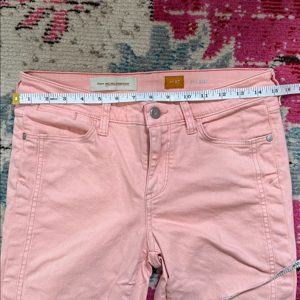 Pilcro and the Letterpress Light Pink Orange Crop Jeans Anthropologie size 27 - Picture 8 of 12